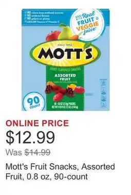 Costco Mott's Fruit Snacks, Assorted Fruit, 0.8 oz, 90-count offer