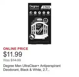 Costco Degree Men UltraClear+ Antiperspirant Deodorant, Black & White, 2.7 oz, 5-pack offer
