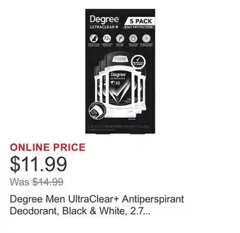 Costco Degree Men UltraClear+ Antiperspirant Deodorant, Black & White, 2.7 oz, 5-pack offer
