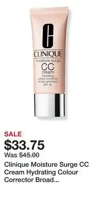 Ulta Beauty Clinique Moisture Surge CC Cream Hydrating Colour Corrector Broad Spectrum SPF 30 offer