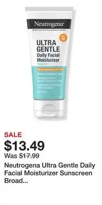 Ulta Beauty Neutrogena Ultra Gentle Daily Facial Moisturizer Sunscreen Broad Spectrum SPF 30 offer