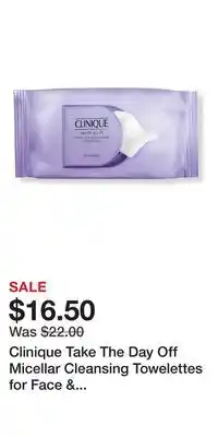Ulta Beauty Clinique Take The Day Off Micellar Cleansing Towelettes for Face & Eyes Makeup Remover Wipes offer