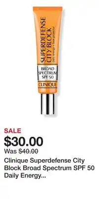 Ulta Beauty Clinique Superdefense City Block Broad Spectrum SPF 50 Daily Energy + Face Protector Primer offer