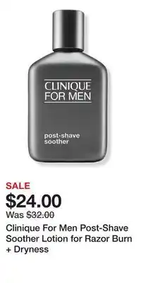 Ulta Beauty Clinique For Men Post-Shave Soother Lotion for Razor Burn + Dryness offer