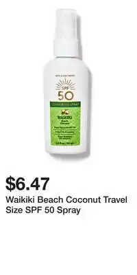 Bath & Body Works Waikiki Beach Coconut Travel Size SPF 50 Spray offer