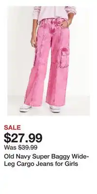 Old Navy Old Navy Super Baggy Wide-Leg Cargo Jeans for Girls offer