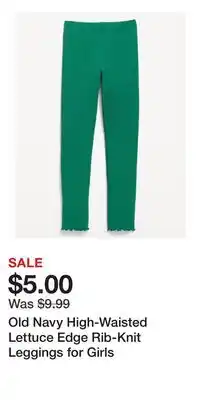 Old Navy Old Navy High-Waisted Lettuce Edge Rib-Knit Leggings for Girls offer