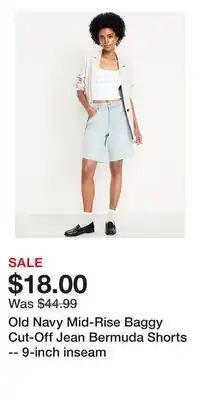 Old Navy Old Navy Mid-Rise Baggy Cut-Off Jean Bermuda Shorts -- 9-inch inseam offer