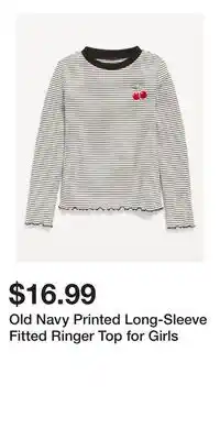 Old Navy Old Navy Printed Long-Sleeve Fitted Ringer Top for Girls offer