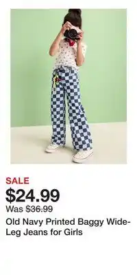 Old Navy Old Navy Printed Baggy Wide-Leg Jeans for Girls offer