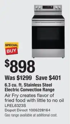 The Home Depot LG stainless steel electric convection range offer