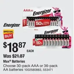 The Home Depot Energizer max batteries offer