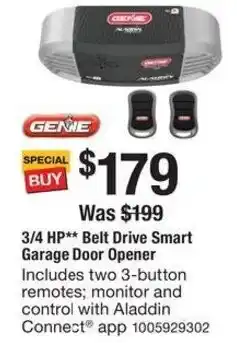 The Home Depot 3/4 HP** Belt Drive Smart Garage Door Opener offer