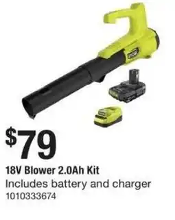 The Home Depot Ryobi 18V Blower 2.0Ah Kit offer