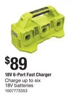 The Home Depot Ryobi 18V 6-Port fast charger offer