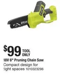 The Home Depot Ryobi 18V 6" Pruning Chain Saw offer