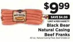ShopRite Black bear natural casing beef franks offer