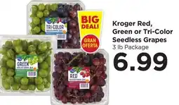 Food 4 Less Kroger Red, Green or Tri-Color Seedless Grapes offer