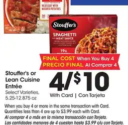 Ralphs Stouffer's or Lean Cuisine Entrée offer