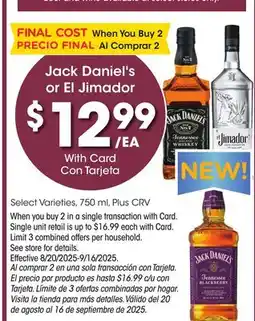 Ralphs Jack Daniel's or El Jimador offer