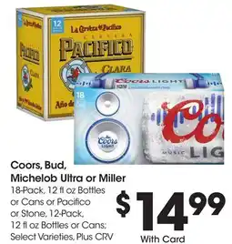Ralphs Coors, Bud, Michelob Ultra or Miller offer