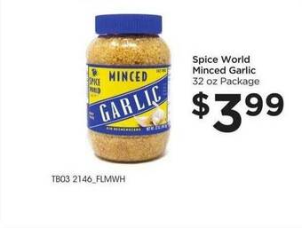 Food 4 Less Spice World Minced Garlic offer