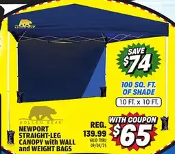 Big 5 Golden Bear Newport 10'x10' Straight-Leg Canopy with Wall offer