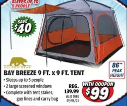 Big 5 Golden Bear Bay Breeze 9' x 9' Tent offer