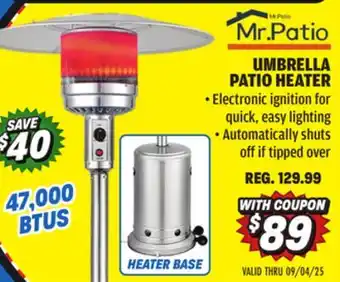 Big 5 Mr. Patio Propane Umbrella Patio Heater offer