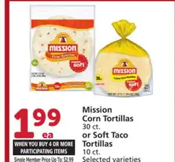 Vons Mission Corn Tortillas 30 ct. or Soft Taco Tortillas 10 ct offer