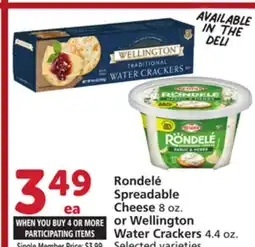 Vons Rondelé Spreadable Cheese 8 oz. or Wellington Water Crackers 4.4 oz offer
