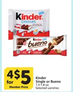 Vons Kinder Single or Bueno offer