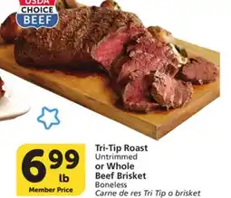 Vons Tri-Tip Roast Untrimmed or Whole Beef Brisket Boneless offer