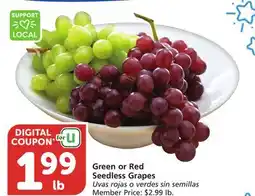 Vons Green or Red Seedless Grapes offer