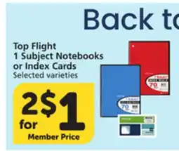 Vons Top Flight 1 Subject Notebooks or Index Cards offer