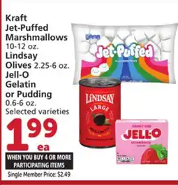Vons Kraft Jet-Puffed Marshmallows 10-12 oz. Lindsay Olives 2.25-6 oz. Jell-O Gelatin or Pudding 0.6-6 oz offer