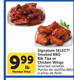 Vons Signature SELECT Smoked BBQ Rib Tips or Chicken Wings offer
