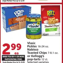 Vons Vlasic Pickles 16-24 oz. Nabisco Toasted Chips 7-8.1 oz. or Kellogg's pop-tarts 12 ct offer
