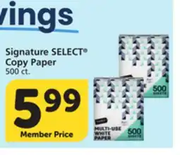 Vons Signature SELECT Copy Paper offer
