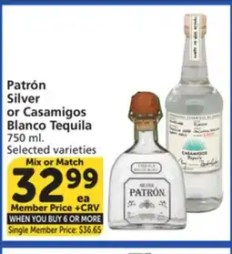 Vons Patrón Silver or Casamigos Blanco Tequila offer