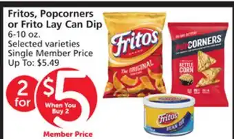 Vons Fritos, Popcorners or Frito Lay Can Dip offer