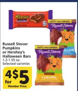 Pavilions Russell Stover Pumpkins or Hershey's Halloween Bars offer