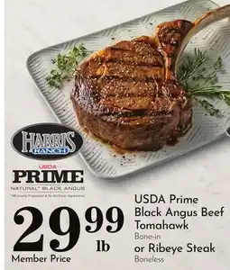 Pavilions USDA Prime Black Angus Beef Tomahawk Bone-in or Ribeye Steak Boneless offer
