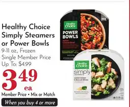Pavilions Healthy Choice Simply Steamers or Power Bowls offer