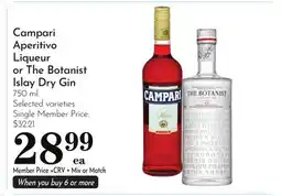 Pavilions Campari Aperitivo Liqueur or The Botanist Islay Dry Gin offer