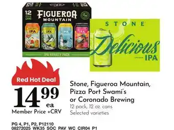 Pavilions Stone, Figueroa Mountain, Pizza Port Swami's or Coronado Brewing offer