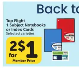 Pavilions Top Flight 1 Subject Notebooks or Index Cards offer