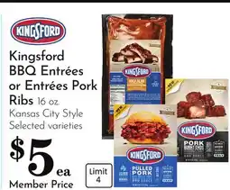 Pavilions Kingsford BBQ Entrées or Entrées Pork Ribs offer