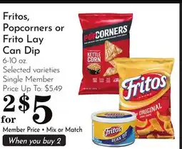 Pavilions Fritos, Popcorners or Frito Lay Can Dip offer