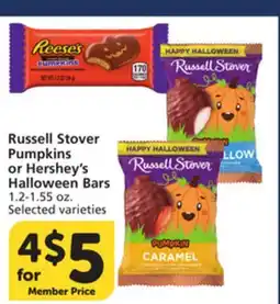Albertsons Russell Stover Pumpkins or Hershey's Halloween Bars offer